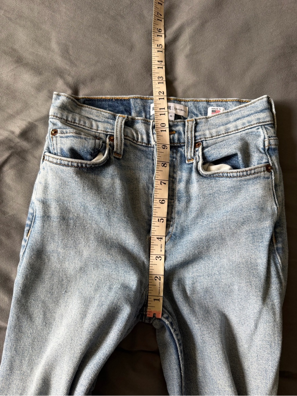 RE/DONE Designer Lightwash 5-Button Fly High Rise Slim Fit Jeans size 25 EUC - Picture 11 of 12
